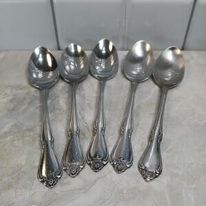 5 Vtg 1881 Rodgers Stainless Oneida Ltd Celebrity Teaspons Flatware Utensils